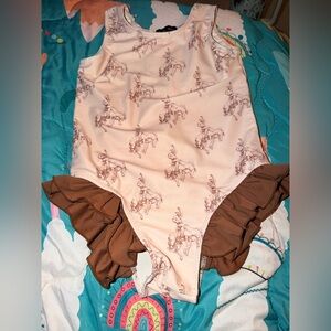 Cowboy Print swimsuit with Ruffle Trim